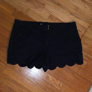 Crown & Ivy, black shorts, size 12, scalloped detail on the bottom